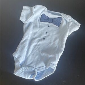 Baby Light Blue Bow Tie Bodysuit 0-3